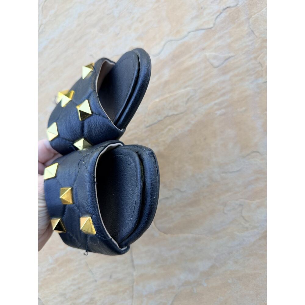 Valentino Garavani Roman Stud Matelasse Slide Sandals Black 40 - Picture 6 of 8
